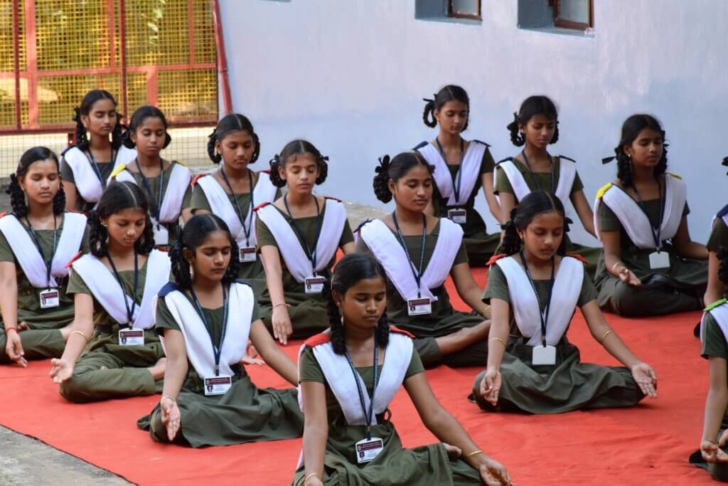 Students in meditation