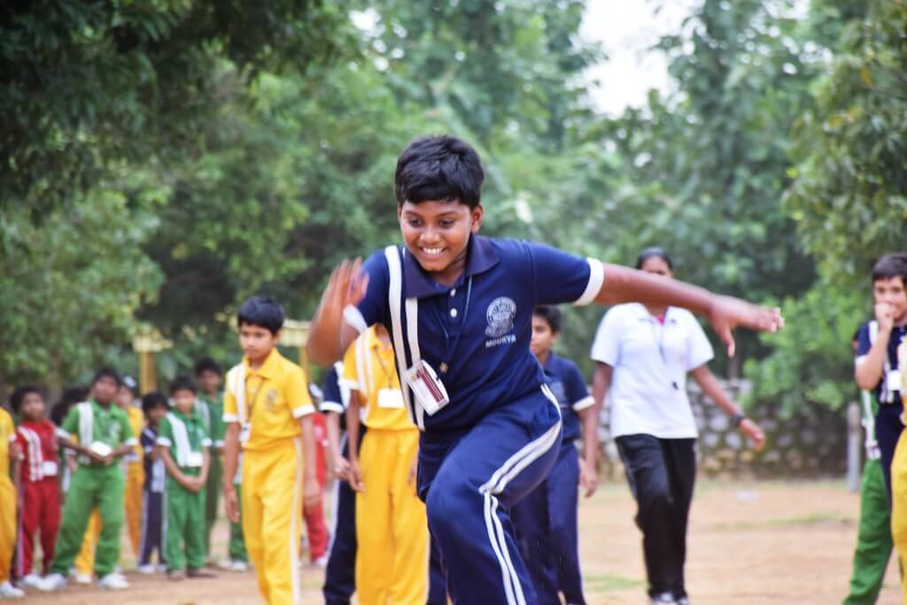 Student running on sports day